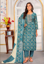 Monjolika Fashion Light Blue Rayon Embroidered Work Party Pant Style Suit | Grocsy