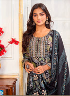 Monjolika Fashion Black Chanderi Embroidered Work Party Pant Style Suit | Grocsy
