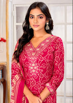 Monjolika Fashion Pink Rayon Printed Party Wear Pant Style Suit | Grocsy