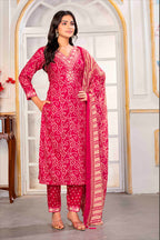 Monjolika Fashion Pink Rayon Printed Party Wear Pant Style Suit | Grocsy