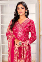 Monjolika Fashion Pink Rayon Printed Party Wear Pant Style Suit | Grocsy
