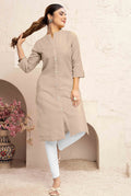 Monjolika Fashion Chiku Color Cotton Casual Kurti With Pocket | Grocsy