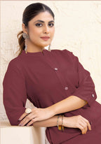 Monjolika Fashion Brown Color Cotton Casual Kurti With Pocket | Grocsy