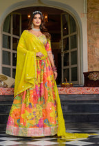 Monjolika Fashion Print Art Silk Designer Lehenga Choli In Multi Colour | Grocsy