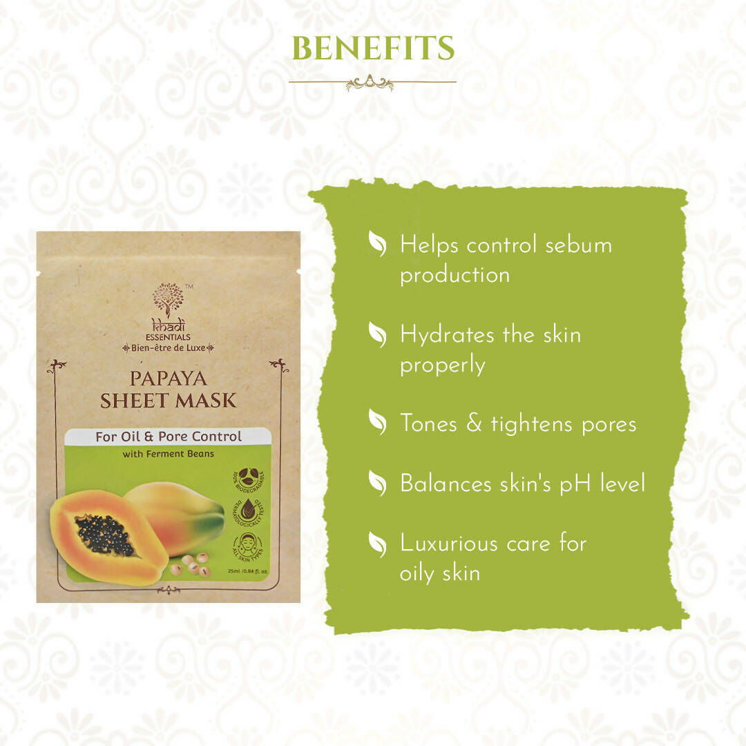 Khadi Essentials Papaya Serum Sheet Mask | Grocsy