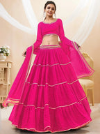 Tulsi Art Fabulous Pink Leheriya Printed Georgette Function Wear Lehenga Choli | Grocsy