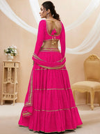 Tulsi Art Fabulous Pink Leheriya Printed Georgette Function Wear Lehenga Choli | Grocsy