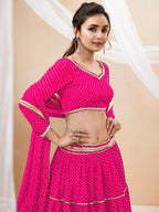 Tulsi Art Fabulous Pink Leheriya Printed Georgette Function Wear Lehenga Choli | Grocsy