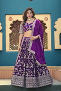 Monjolika Fashion Purple Embroidered Dola Silk Jacquard Designer Long Lehenga Choli | Grocsy