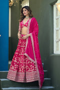 Monjolika Fashion Rani Pink Embroidered Dola Silk Jacquard Designer Long Lehenga Choli | Grocsy