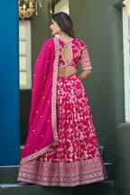 Monjolika Fashion Rani Pink Embroidered Dola Silk Jacquard Designer Long Lehenga Choli | Grocsy