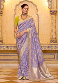 Monjolika Fashion Lavender Faux Crepe Silk with beautiful Zari Weaving Work Classic Saree | Grocsy