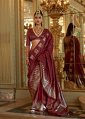 Monjolika Fashion Maroon Weaving Work Silk Blend Classic Saree | Grocsy