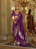 Monjolika Fashion Purple Weaving Work Silk Blend Classic Saree | Grocsy
