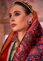 Monjolika Fashion Multi Colour Patola Print Silk Blend Trendy Saree | Grocsy