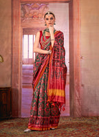Monjolika Fashion Multi Colour Patola Print Silk Blend Trendy Saree | Grocsy