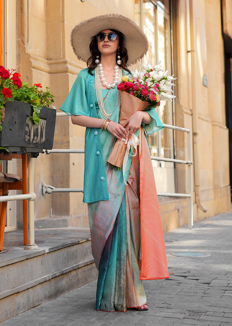 Monjolika Fashion Multi Colour Silk Blend Digital Print Casual Classic Saree | Grocsy
