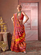 Monjolika Fashion Multicolor Silk Blend Patola Print Saree for Wedding & Festive Wear | Grocsy