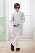 Raivat Ethnic Art Silk Embroidery Work Kids Kurta Pajama In Mint Green Colour | Grocsy