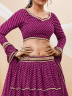 Tulsi Art Gorgeous Purple Leheriya Printed Georgette Festival Wear Lehenga Choli | Grocsy