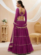 Tulsi Art Gorgeous Purple Leheriya Printed Georgette Festival Wear Lehenga Choli | Grocsy