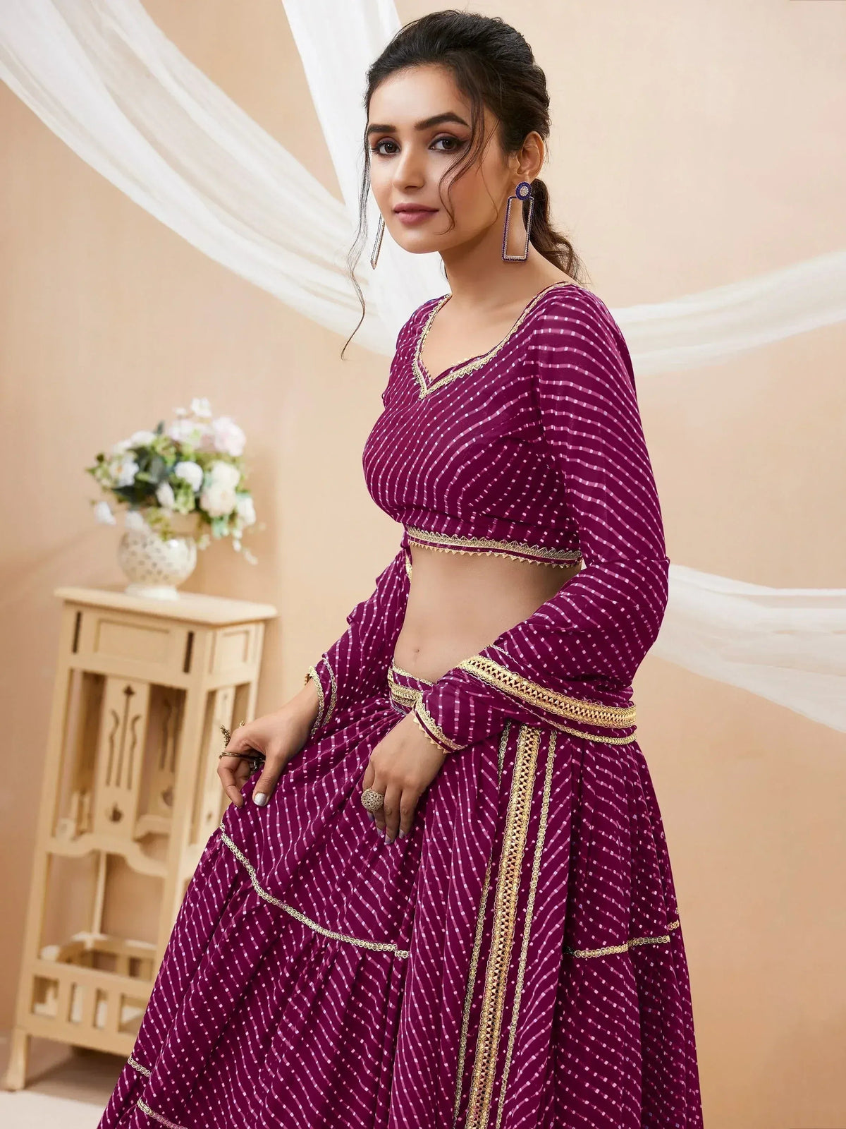 Tulsi Art Gorgeous Purple Leheriya Printed Georgette Festival Wear Lehenga Choli | Grocsy