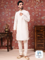 House of Pataudi Straight Kurta With Churidar & Embroidered Nehru Jacket | Grocsy