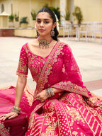 Monjolika Fashion Rani Pink Khatli Embroidered Silk Blend Bridal Lehenga Choli | Grocsy