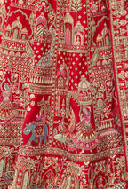 Monjolika Fashion Red Khatli Embroidered Silk Blend Bridal Lehenga Choli | Grocsy