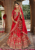 Monjolika Fashion Red Khatli Embroidered Silk Blend Bridal Lehenga Choli | Grocsy