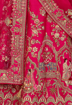 Monjolika Fashion Rani Pink Khatli Embroidered Silk Blend Bridal Lehenga Choli | Grocsy