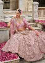 Monjolika Fashion Light Pink Khatli Embroidered Silk Blend Bridal Lehenga Choli | Grocsy