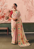 Monjolika Fashion Off White Bandhej Weaving Work Faux Khadi Georgette Saree | Grocsy