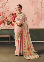 Monjolika Fashion Off White Bandhej Weaving Work Faux Khadi Georgette Saree | Grocsy