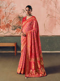 Monjolika Fashion Gajri Pink Bandhej Weaving Work Faux Khadi Georgette Saree | Grocsy