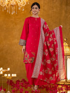 Yufta Pink Pakistani Style Kurta Dupatta Set | Grocsy
