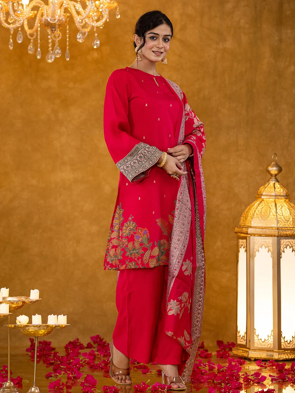 Yufta Pink Pakistani Style Kurta Dupatta Set | Grocsy