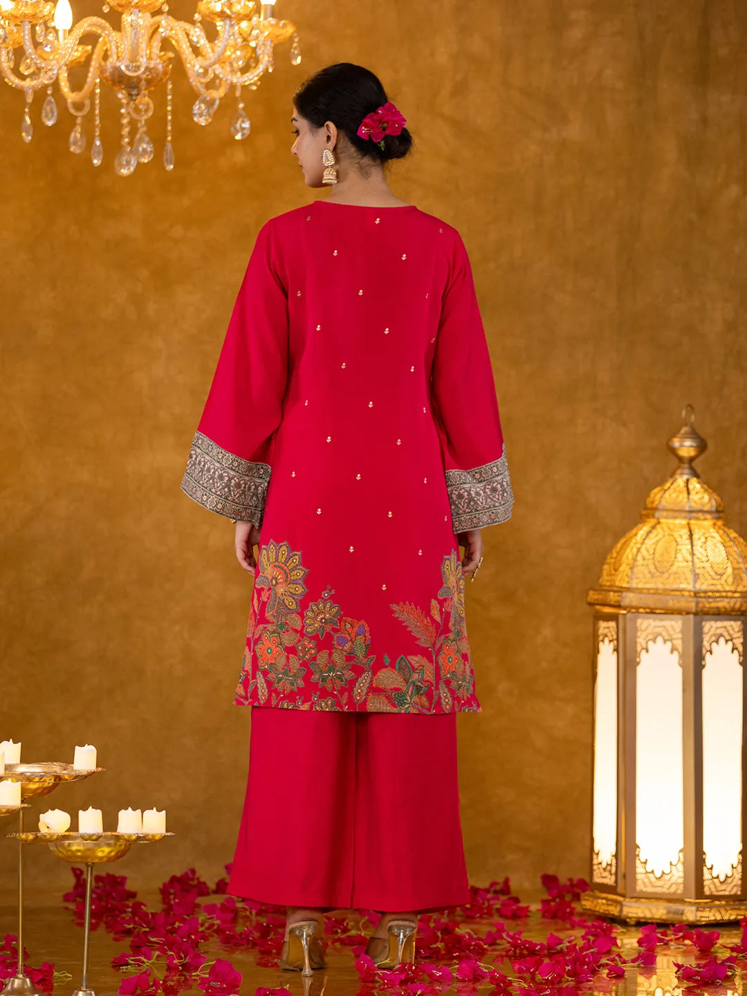 Yufta Pink Pakistani Style Kurta Dupatta Set | Grocsy