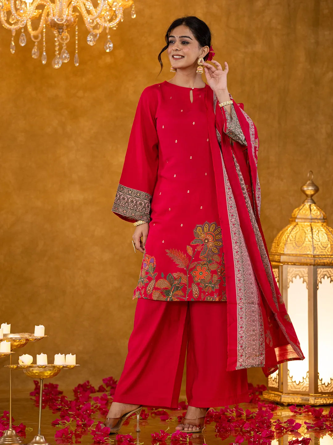 Yufta Pink Pakistani Style Kurta Dupatta Set | Grocsy