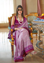 Monjolika Fashion Magenta Printed Silk Blend Party Contemporary Saree | Grocsy