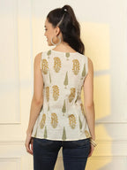 Yufta Mustard Cotton Sleeveless Boxy Top | Grocsy