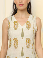 Yufta Mustard Cotton Sleeveless Boxy Top | Grocsy