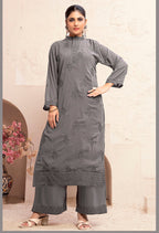 Monjolika Fashion Grey Georgette Embroidered Work Party Pant Style Suit | Grocsy