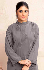 Monjolika Fashion Grey Georgette Embroidered Work Party Pant Style Suit | Grocsy