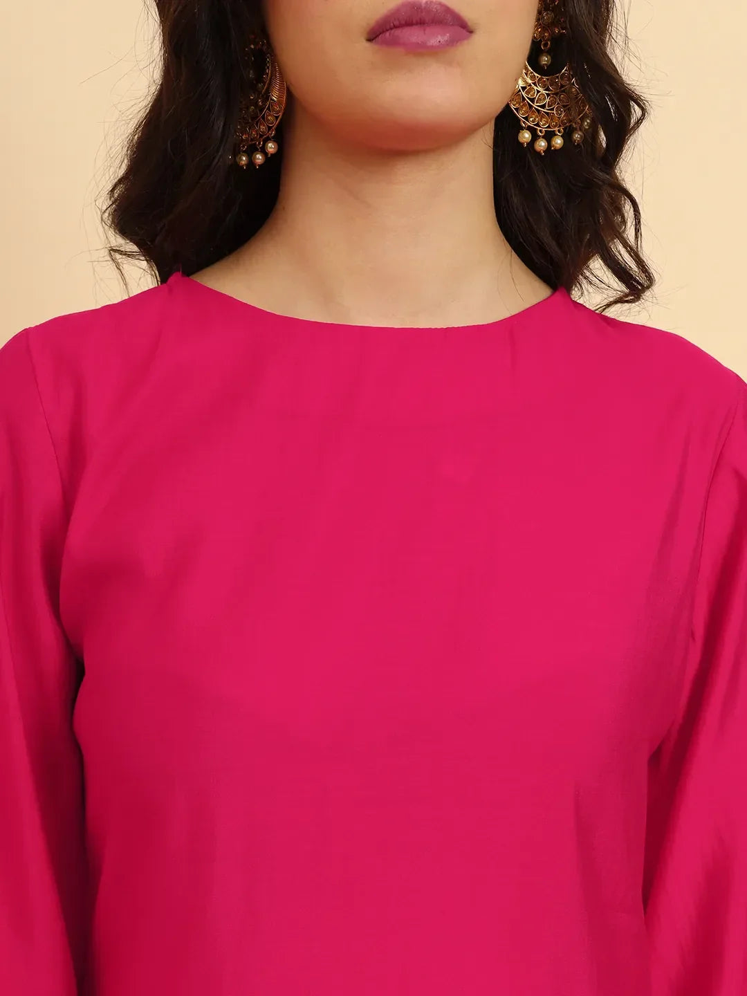 Yufta Pink Silk Flared Sleeves Kurta With Palazzo Banarasi Dupatta Set | Grocsy