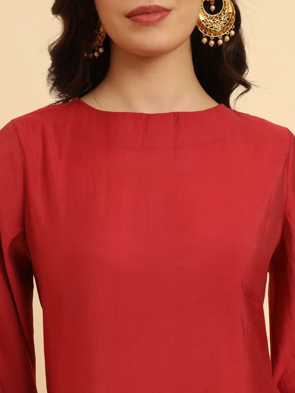 Yufta Rust Silk Flared Sleeves Kurta With Palazzo Banarasi Dupatta Set | Grocsy