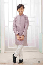 Raivat Ethnic Art Silk Embroidery Work Kids Kurta Pajama In Lilac Colour | Grocsy