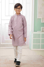 Raivat Ethnic Art Silk Embroidery Work Kids Kurta Pajama In Lilac Colour | Grocsy