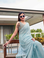 Tikhi Imli Woven Design Satin Ready to Wear Saree | Grocsy