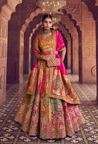 Monjolika Fashion Multi Colour Banarasi Silk Blend Embroidered, Sequins, Swarovski and Weaving Work Lehenga Choli | Grocsy